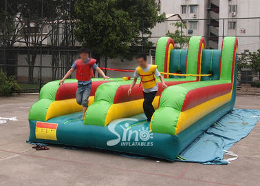 10m long double lane kids N adults inflatable bungee run for interaction games