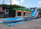 71' long kids tropical commercial inflatable water slide with big pool N 2 dolphins for outdoor use