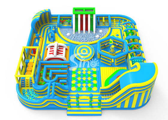 35x35m สนามเด็กเล่นในร่มที่ใหญ่ที่สุด Inflatable Theme Park สำหรับเด็ก N สวนสนุกสำหรับผู้ใหญ่